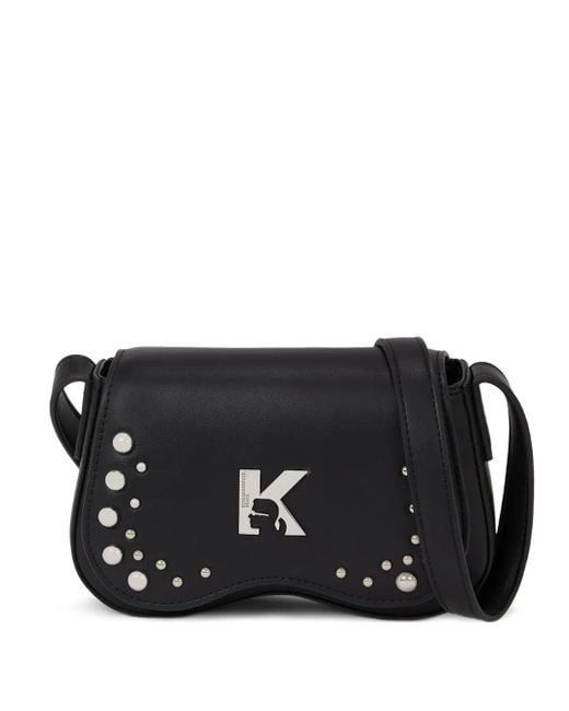 Karl Lagerfeld Black Mini Stud-Embellished Cross Body Bag