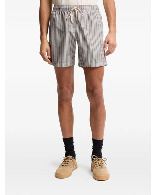 Moncler Gray Striped Drawstring Shorts for men