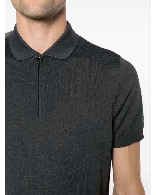 Corneliani Black Knitted Polo Shirt for men