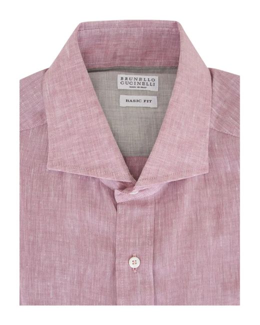 メンズ Brunello Cucinelli リネンシャツ Pink