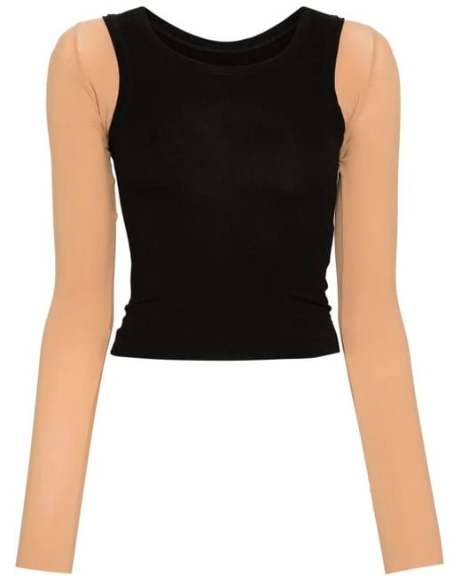 MM6 by Maison Margiela Black Numbers-Motif Layered Top