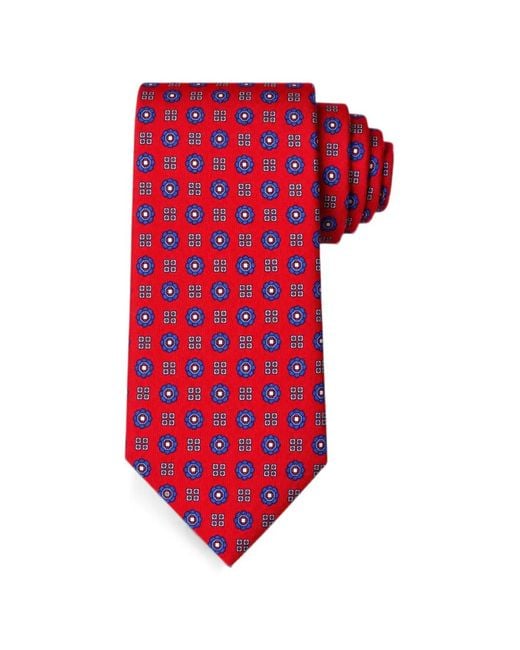 Bona Furtuna Red Geometric-Print Tie for men