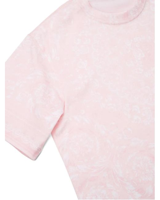 Versace Pink Printed Cotton T-Shirt