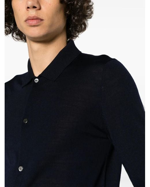 Ballantyne Blue V-Neck Wool Cardigan for men