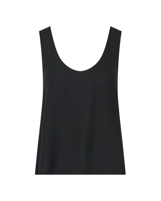 Patrick Assaraf Black Silk Scoop-Neck Tank Top