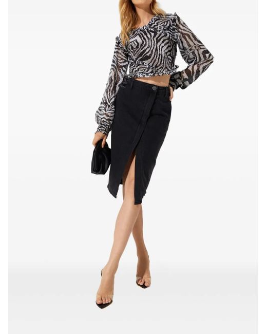 One Teaspoon Gray Zebra-Pattern Blouse