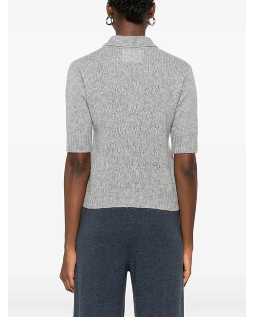 Lisa Yang Gray Polo Button Sweater