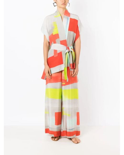 Lenny Niemeyer White Canvas Wide-Leg Silk Trousers