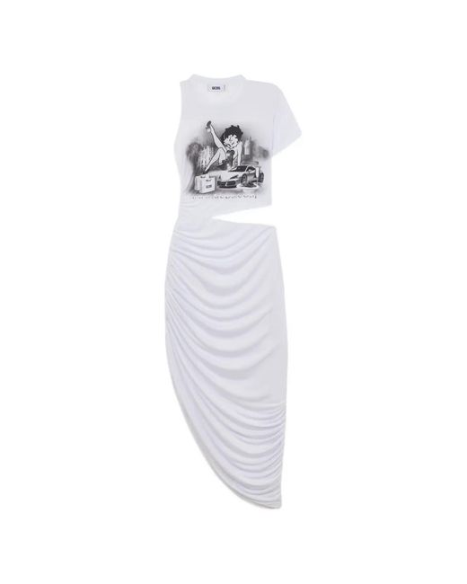 Gcds White Betty Boop Asymmetric Cut-Out Dress
