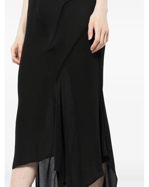 Yehuafan Black Cut-Out Asymmetric Dress
