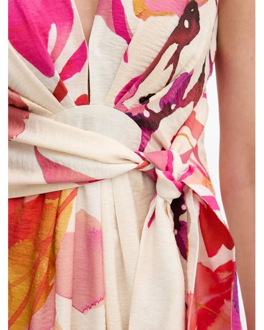 Lola Casademunt White Floral-Print Maxi Tie-Waist Dress