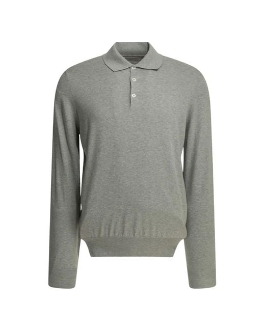 Brunello Cucinelli Gray Cotton Polo Shirt for men