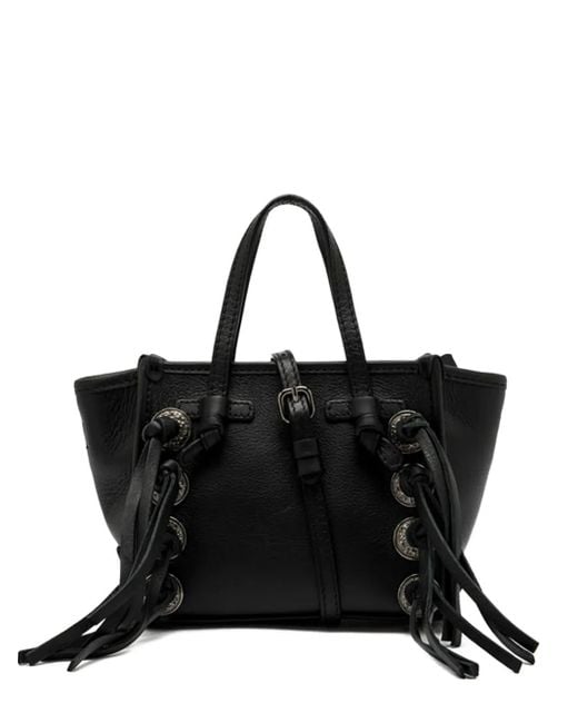 Gianni Chiarini Black Marcella Fringe-Embellished Leather Tote Bag