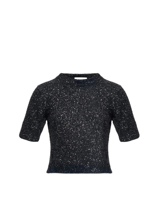 Erdem Blue T-Shirt À Coupe Crop