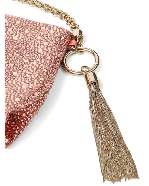 Jimmy Choo Pink Callie Grapefruit Satin Clutch Bag With Degradé Crystals