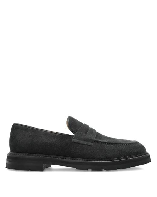 Eleventy Black Suede Penny Loafers for men