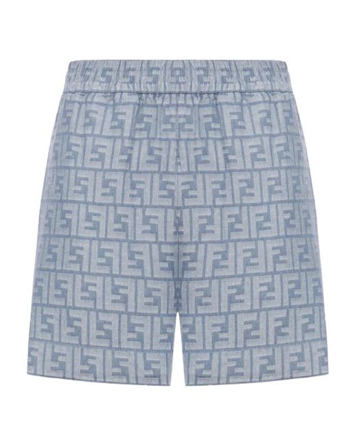 Fendi Blue Ff Logo Shorts