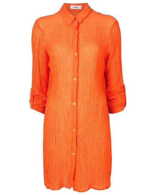 Amir Slama Orange Robe-Chemise À Effet Froissé