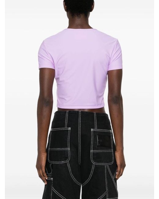 T-shirt crop à logo imprimé Versace Jeans en coloris Pink