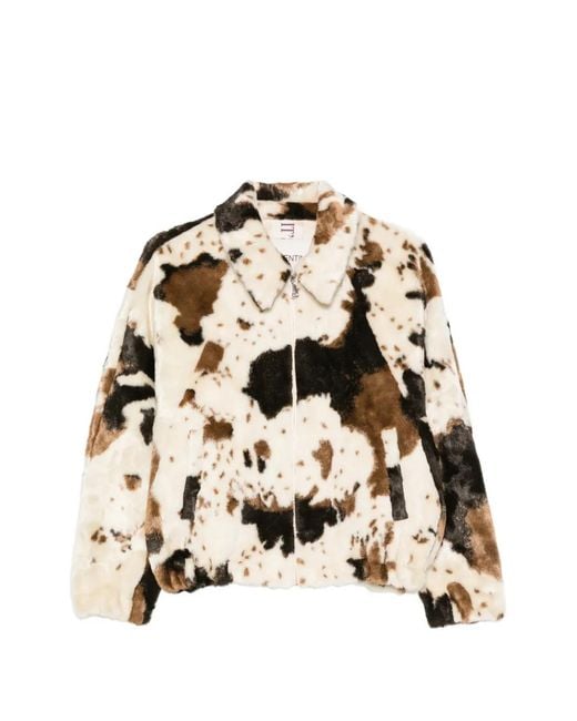 VALENTINI 1972 White Cow-Print Faux-Fur Jacket