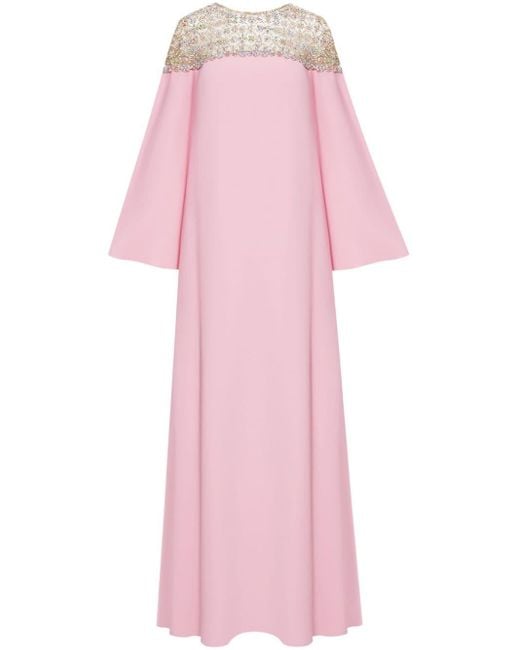 Oscar de la Renta Pink Crystal-embellished Kaftan Maxi Dress