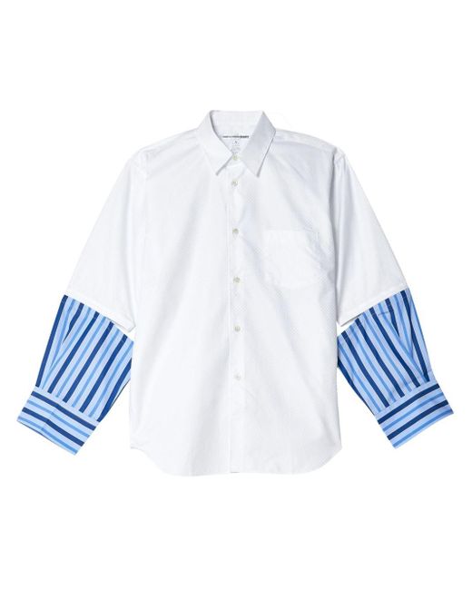 Comme des Garçons Blue Striped Panelled Cotton Shirt for men