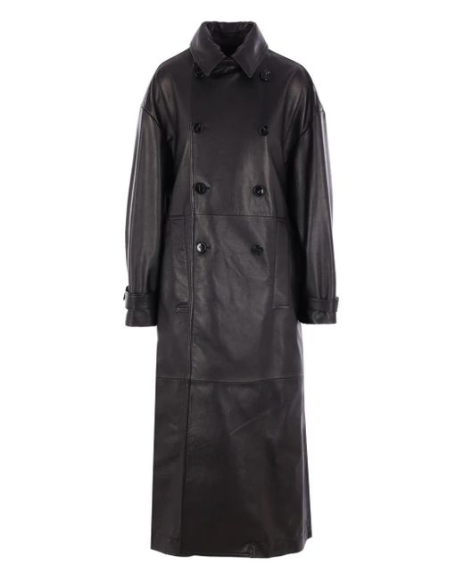 Ann Demeulemeester レザー ダブルコート Black