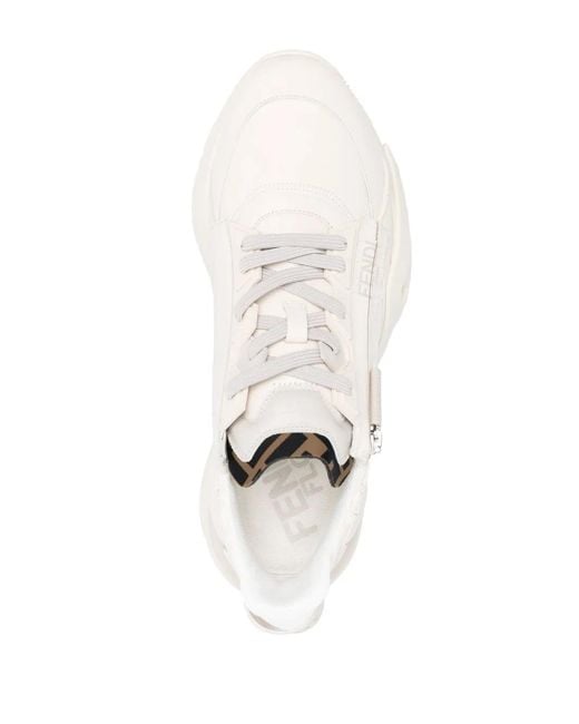 Fendi White Flow Leather Low-top Sneakers - Men's - Calf Leather/rubber/rubberrubber for men