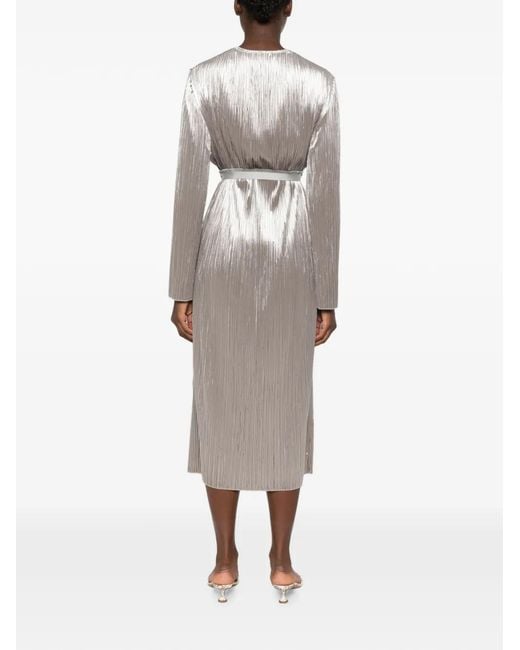 Forte_forte Gray Plissé-Effect Belted Coat