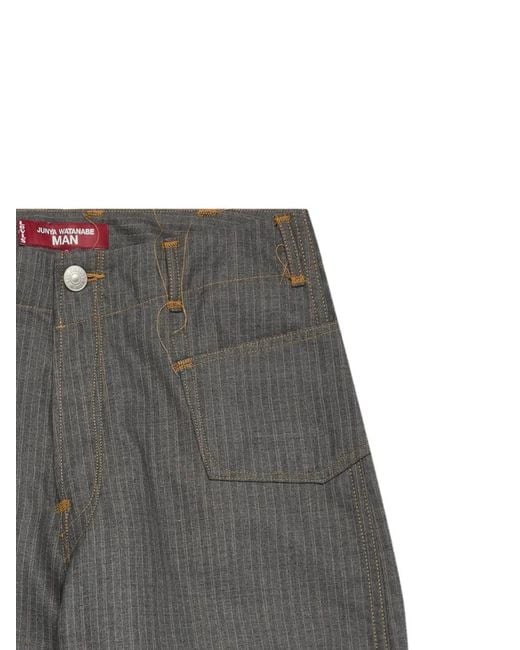 Junya Watanabe Gray Pinstripe-Pattern Trousers for men