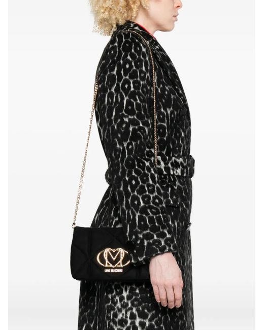 Love Moschino Black Quilted Logo-Plaque Cross Body Bag
