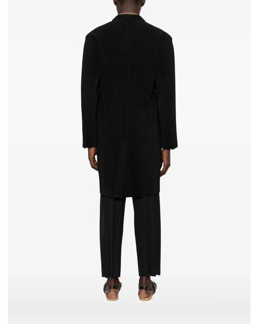 Homme Plissé Issey Miyake Black Plissé-Effect Coat for men