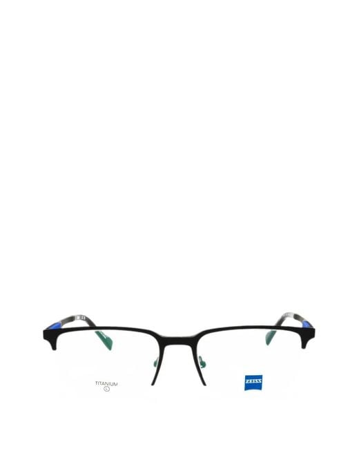 Zeiss Black Rectangle-Frame Glasses for men