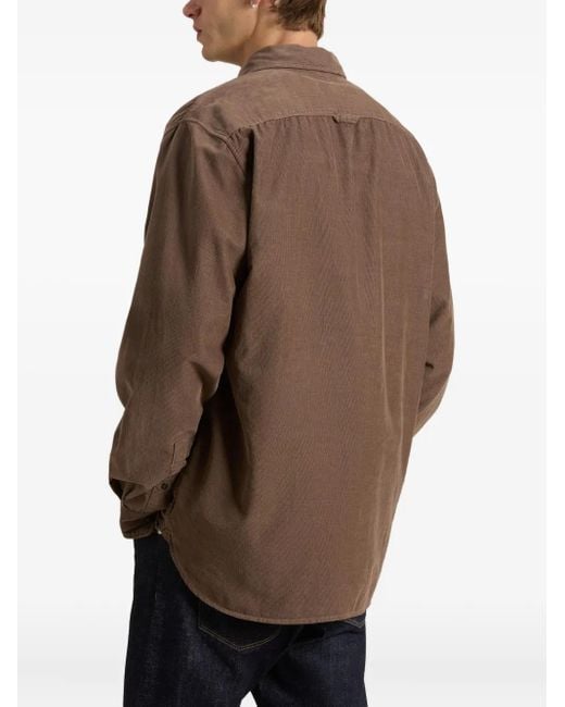 Woolrich Brown Corduroy Cotton Shirt for men