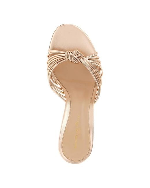 Gianvito Rossi Natural Sofia Laminated Knotted Sandals