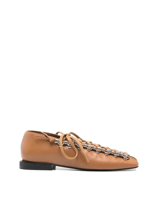 Toga Brown Chain Detail Lace-Up Shoes