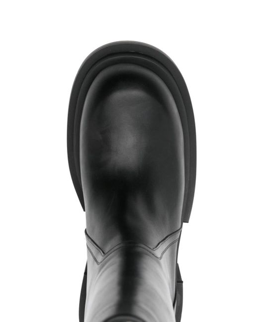 Rick Owens Black Mid-calf Leather Plaform Boots for men