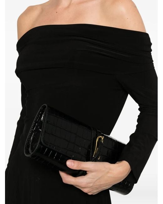 Norma Kamali Black Three-Quarter Sleeve Midi Dress
