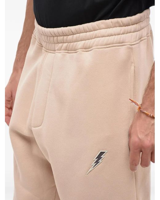 Neil Barrett Natural Bolt-Embroidered Zip-Cuff Track Pants for men