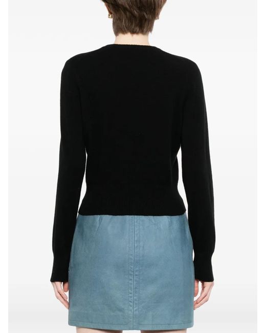 N.Peal Cashmere Black Covered Button Cashmere Cardigan