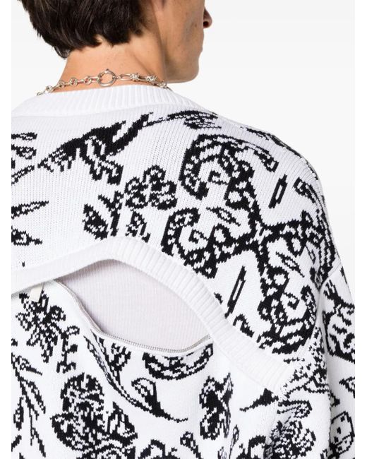 Off-White c/o Virgil Abloh White Off- C/o Virgil Abloh Tattoo Ribbed-trim Cotton-blend Cardigan