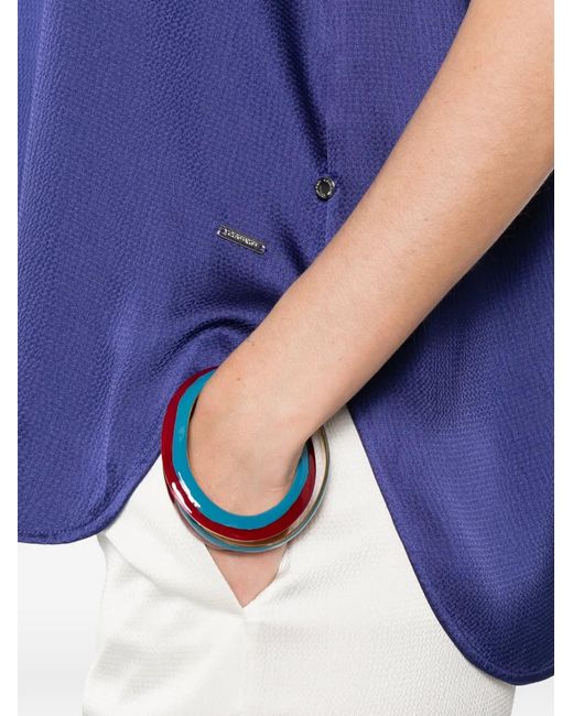 Calvin Klein Blue Logo-Appliqué Blouse