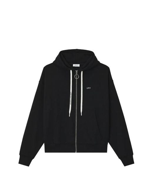 Off-White c/o Virgil Abloh Black Logo-Print Zip-Up Hoodie for men