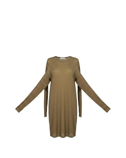 Uma Wang Natural Debi Long-Sleeve Mini Dress