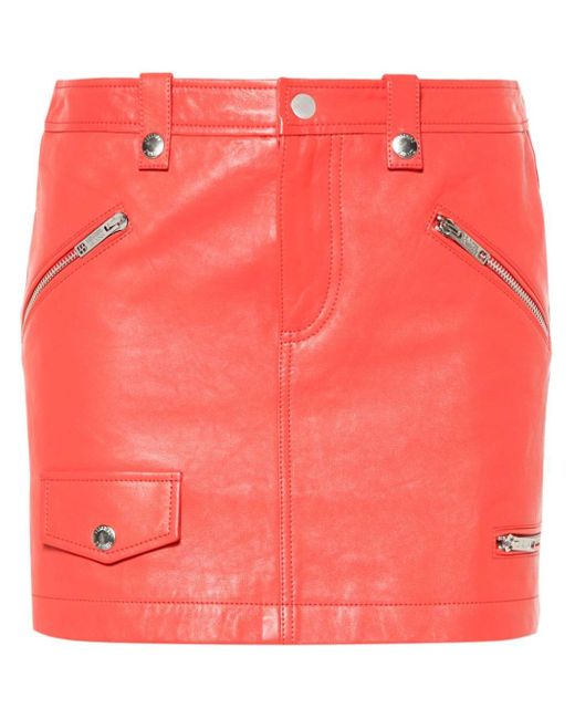 Moschino Jeans Pink Lederrock mit Taschen
