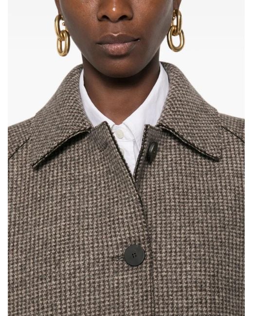 Harris Wharf London Gray Houndstooth-Pattern Single-Breasted Coat