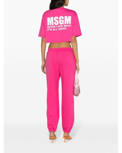 Pantaloni sportivi con stampa di MSGM in Pink