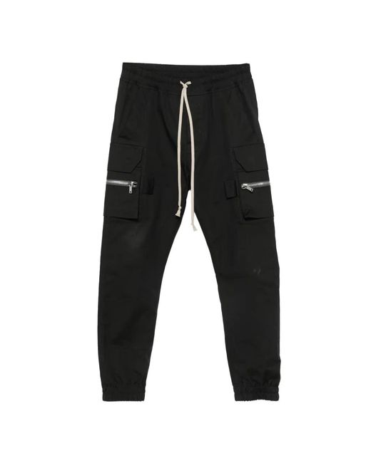 Rick Owens Black Mastodon Multi-Pocket Drawstring Track Pants for men