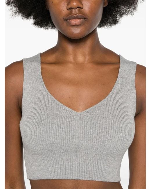 Twinset Gray Ribbed Crop Top