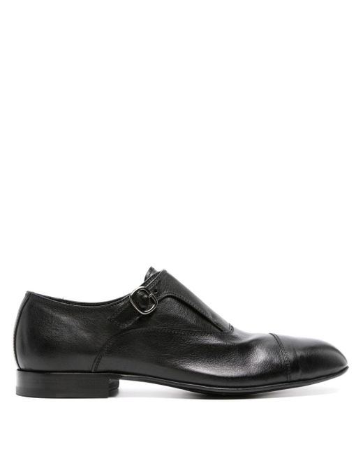 Officine Creative Black Panelled Leather Monk Shoes for men